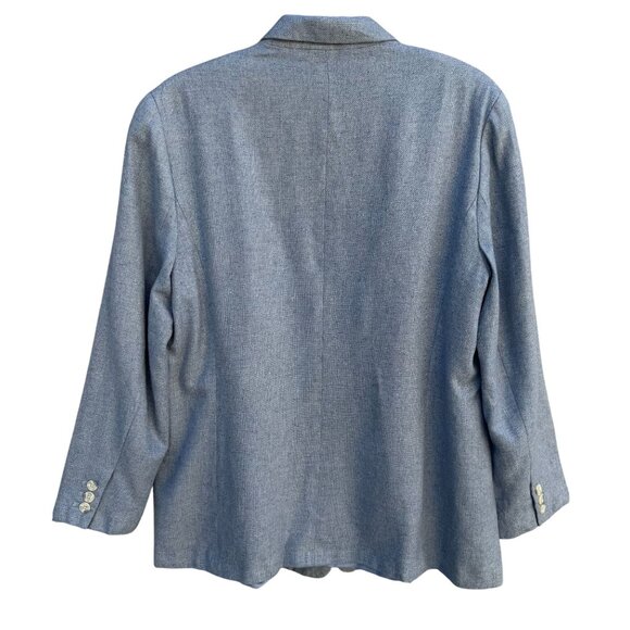 Lands End Vintage Blue Wool Silk Linen Textured Professional Blazer Jacket 16 - Picture 4 of 9